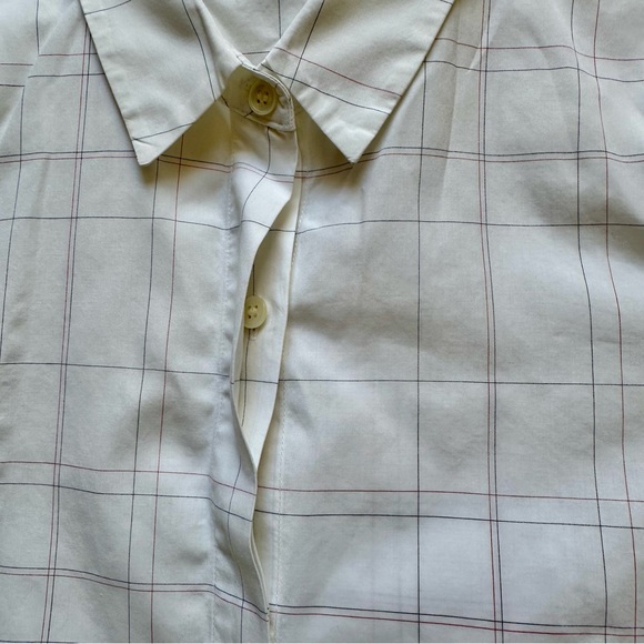 Theory- White Windowpane Plaid Button Up Shirt - Picture 8 of 9